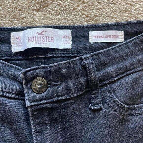 HOLLISTER HIGH-RISE BLACK SUPER SKINNY JEANS SOFT STRETCH - Picture 6 of 7